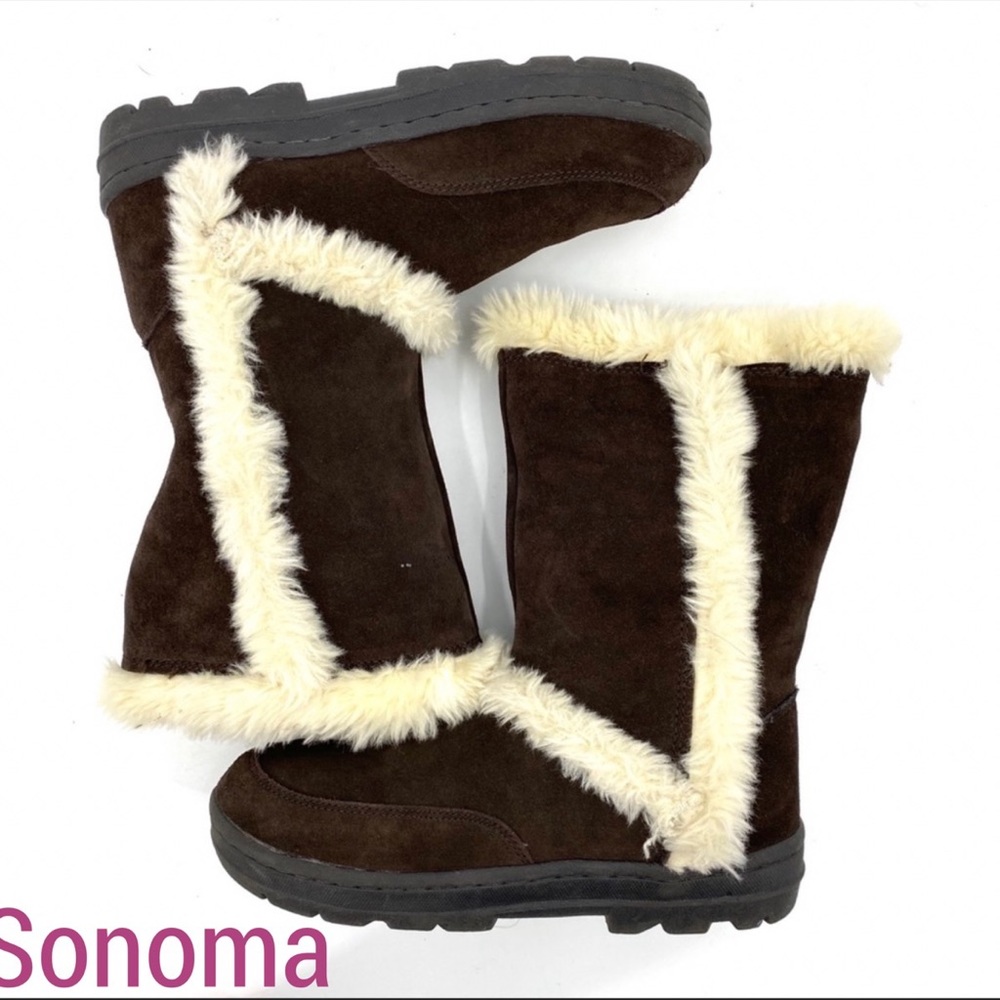 Sonoma brown faux Fur and suede boots size 8